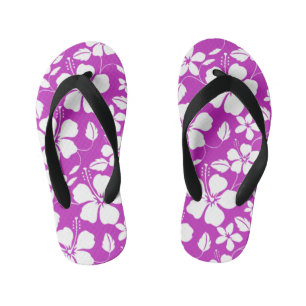 HAWAIIAN HULA (HIBISCUS) BERRY KID'S FLIP FLOPS