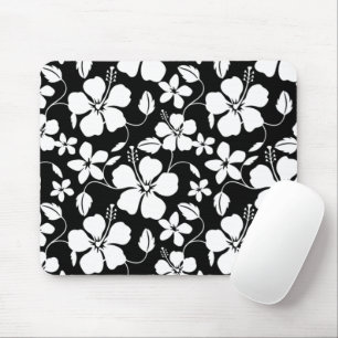 HAWAIIAN HULA (HIBISCUS) BLACK MOUSE PAD
