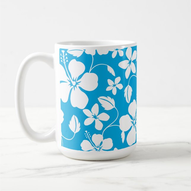 HAWAIIAN HULA (HIBISCUS) BLUE COFFEE MUG (Left)