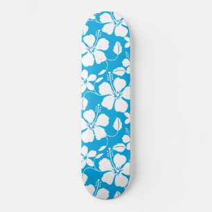 HAWAIIAN HULA (HIBISCUS) BLUE SKATEBOARD