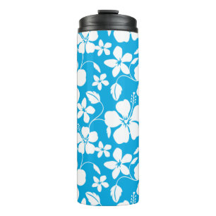 HAWAIIAN HULA (HIBISCUS) BLUE THERMAL TUMBLER