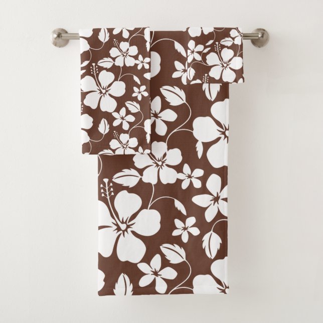 HAWAIIAN HULA (HIBISCUS) BROWN BATH TOWEL SET (Insitu)