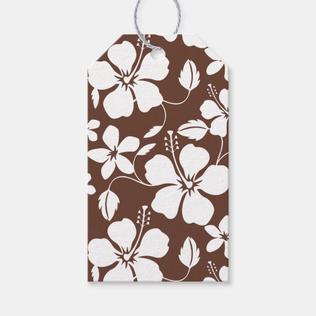 HAWAIIAN HULA (HIBISCUS) BROWN GIFT TAGS (Front)