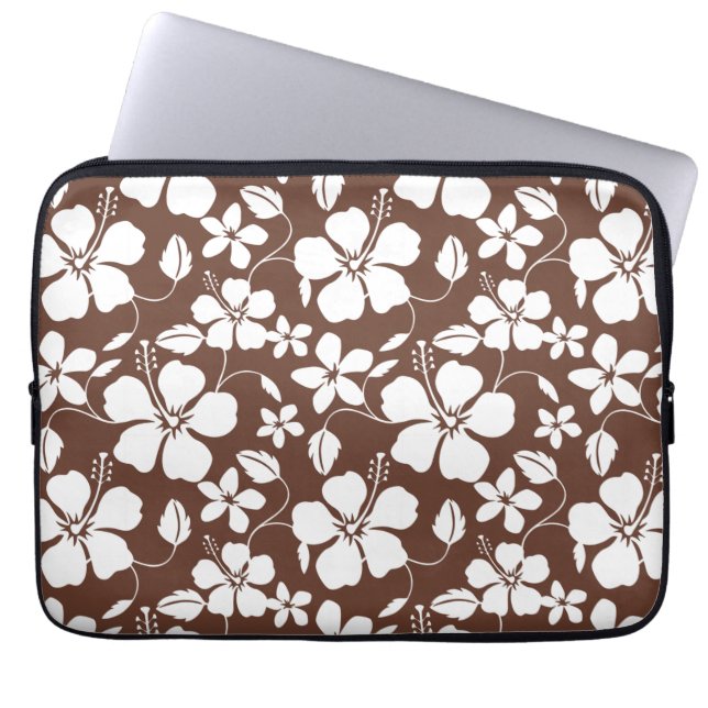 HAWAIIAN HULA (HIBISCUS) BROWN LAPTOP SLEEVE (Front)