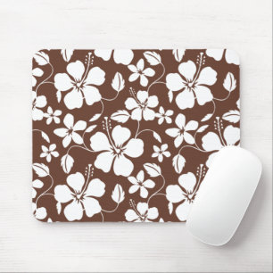 HAWAIIAN HULA (HIBISCUS) BROWN MOUSE MAT
