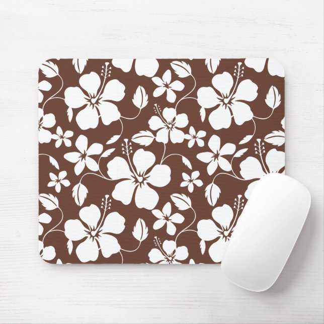 HAWAIIAN HULA (HIBISCUS) BROWN MOUSE MAT (With Mouse)