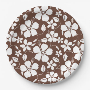HAWAIIAN HULA (HIBISCUS) BROWN PAPER PLATE