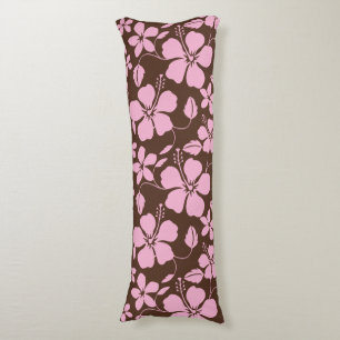 HAWAIIAN HULA (HIBISCUS) BROWN/PINK BODY CUSHION