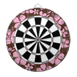HAWAIIAN HULA (HIBISCUS) BROWN/PINK DARTBOARD