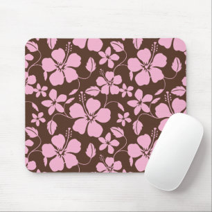 HAWAIIAN HULA (HIBISCUS) BROWN/PINK MOUSE MAT