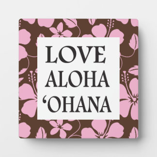 HAWAIIAN HULA (HIBISCUS) BROWN/PINK- OHANA PLAQUE