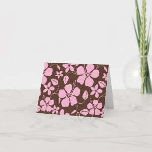 HAWAIIAN HULA (HIBISCUS) BROWN/PINK THANK YOU CARD