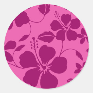 Hawaiian Hula (Hibiscus) BURGUNDY WINE Classic Round Sticker