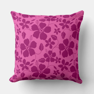 HAWAIIAN HULA (HIBISCUS) BURGUNDY WINE CUSHION