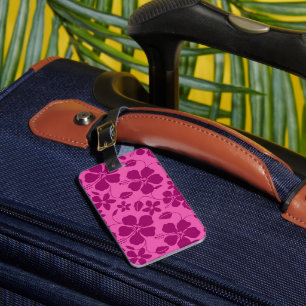 HAWAIIAN HULA (HIBISCUS) BURGUNDY WINE LUGGAGE TAG