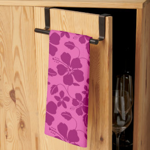 HAWAIIAN HULA (HIBISCUS) BURGUNDY WINE TEA TOWEL