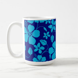 HAWAIIAN HULA (HIBISCUS) DARK/LIGHT BLUE COFFEE MUG
