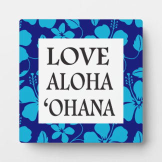 HAWAIIAN HULA (HIBISCUS) DARK/LIGHT BLUE- OHANA PLAQUE
