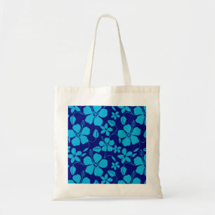 HAWAIIAN HULA (HIBISCUS) DARK/LIGHT BLUE TOTE BAG