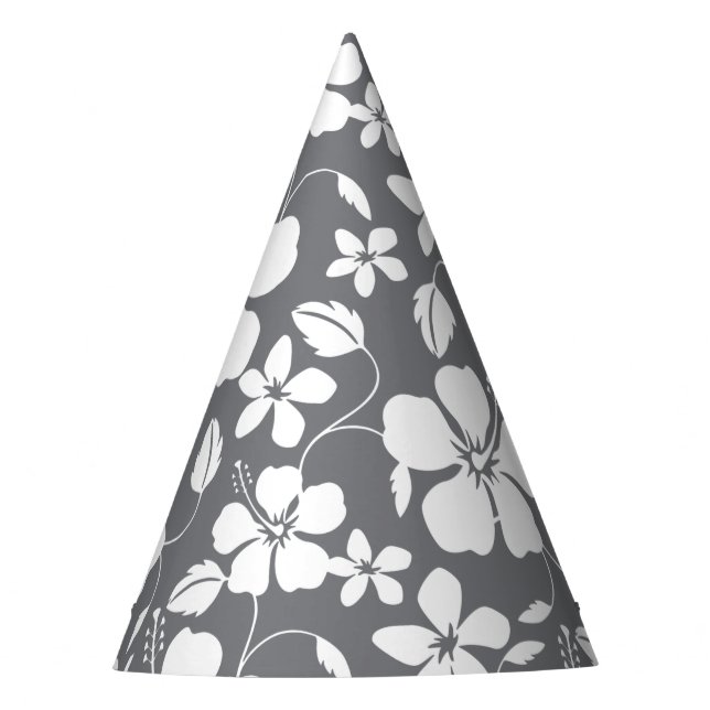 HAWAIIAN HULA (HIBISCUS) GRAY PARTY HAT (Front)