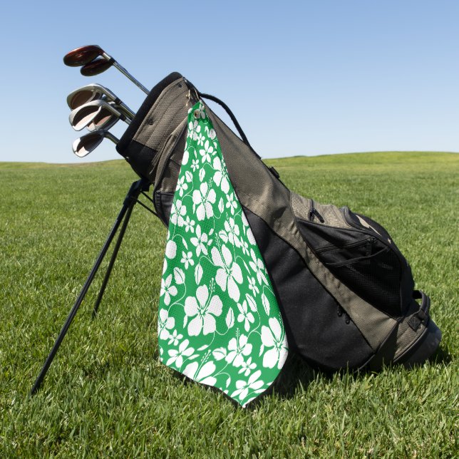 HAWAIIAN HULA (HIBISCUS) GREEN GOLF TOWEL (Green)