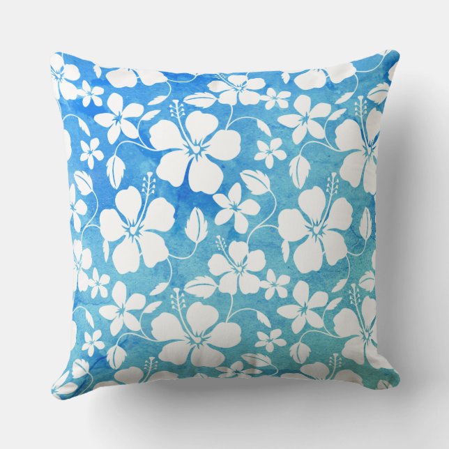 HAWAIIAN HULA (HIBISCUS) GREENLEAF THROW PILLOW (Back)