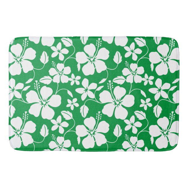 HAWAIIAN HULA (HIBISCUS) GREENS BATH MAT (Front)