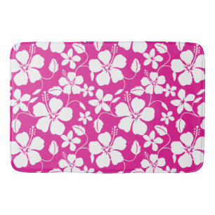 HAWAIIAN HULA (HIBISCUS) HOT PINK BATH MAT