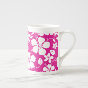 HAWAIIAN HULA (HIBISCUS) HOT PINK BONE CHINA MUG