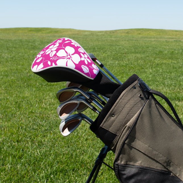 HAWAIIAN HULA (HIBISCUS) HOT PINK GOLF HEAD COVER (In Situ)