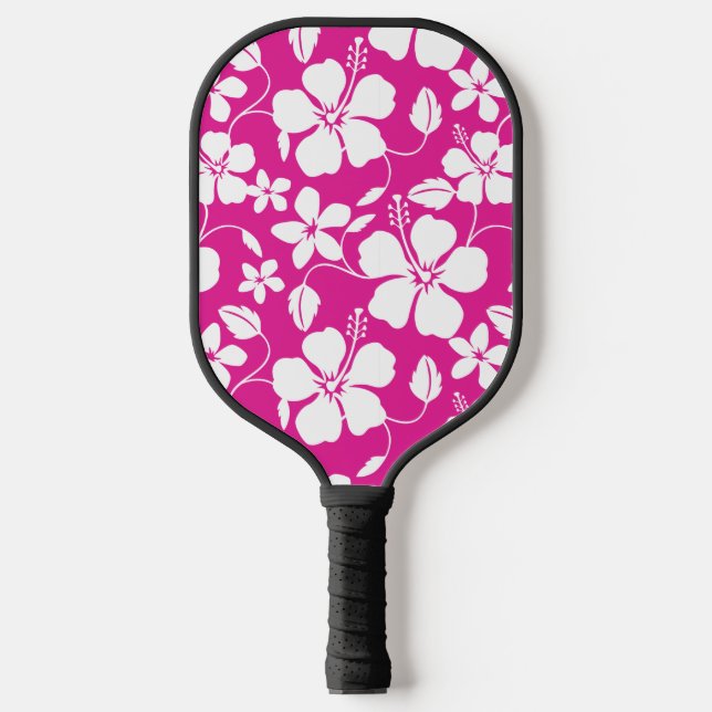 HAWAIIAN HULA (HIBISCUS) HOT PINK PICKLEBALL PADDLE (Front)