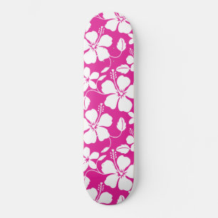 HAWAIIAN HULA (HIBISCUS) HOT PINK SKATEBOARD