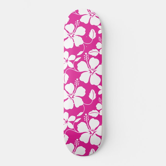 HAWAIIAN HULA (HIBISCUS) HOT PINK SKATEBOARD (Front)