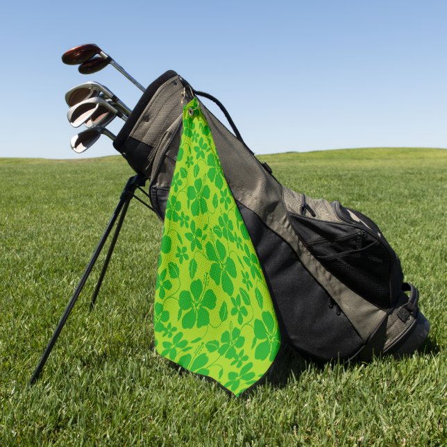 HAWAIIAN HULA (HIBISCUS) LEMON LIME GOLF TOWEL (Green)