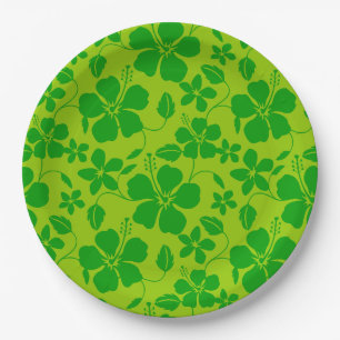 HAWAIIAN HULA (HIBISCUS) LEMON LIME PAPER PLATE