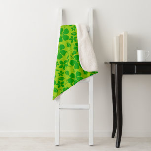 HAWAIIAN HULA (HIBISCUS) LEMON LIME SHERPA BLANKET