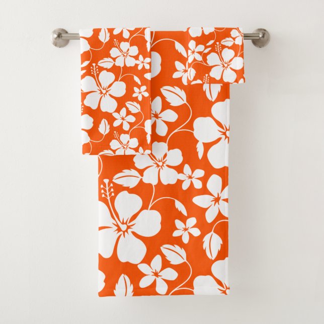 HAWAIIAN HULA (HIBISCUS) LIGHT ORANGE BATH TOWEL SET (Insitu)