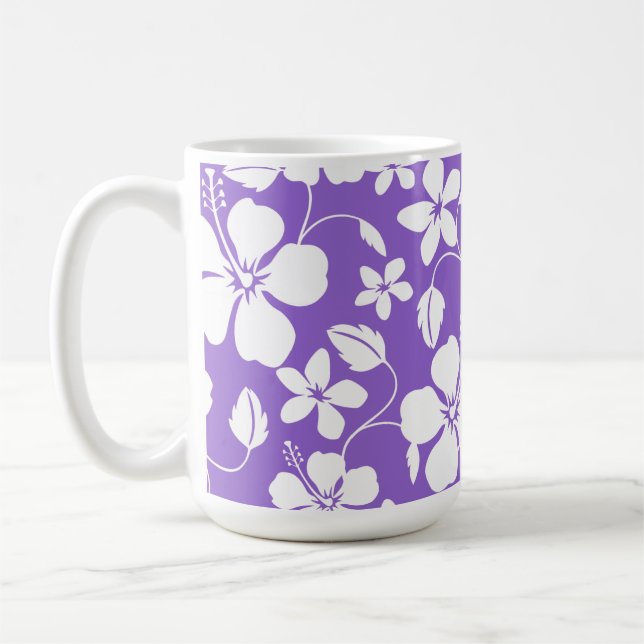 HAWAIIAN HULA (HIBISCUS) LIGHT PURPLE COFFEE MUG (Left)