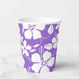 HAWAIIAN HULA (HIBISCUS) LIGHT PURPLE PAPER CUPS