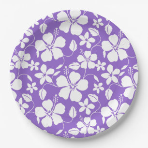HAWAIIAN HULA (HIBISCUS) LIGHT PURPLE PAPER PLATE