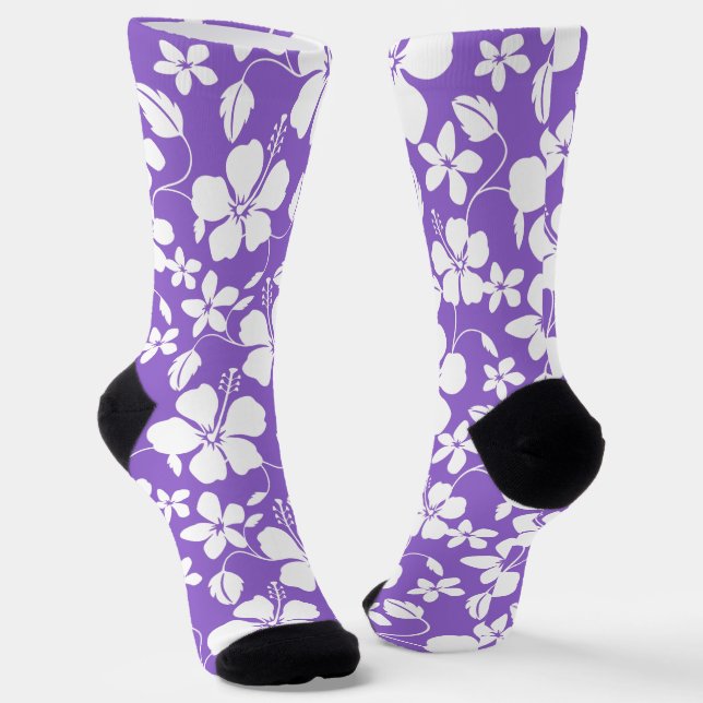 HAWAIIAN HULA (HIBISCUS) LIGHT PURPLE SOCKS (Angled)