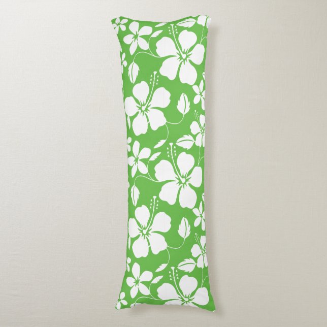 HAWAIIAN HULA (HIBISCUS) LIME BODY CUSHION (Front Vertical)