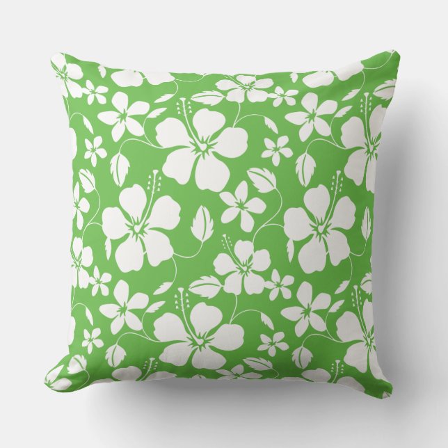 HAWAIIAN HULA (HIBISCUS) LIME CUSHION (Front)