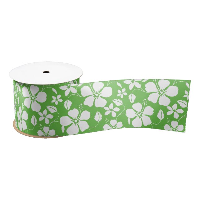 HAWAIIAN HULA (HIBISCUS) LIME SATIN RIBBON (Spool)