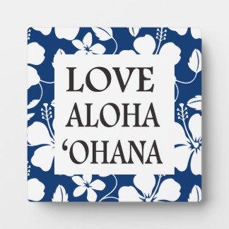 HAWAIIAN HULA (HIBISCUS) NAVY BLUE- OHANA PLAQUE