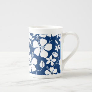HAWAIIAN HULA (HIBISCUS) NAVY BONE CHINA MUG