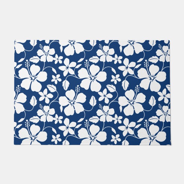 HAWAIIAN HULA (HIBISCUS) NAVY DOORMAT (Front)