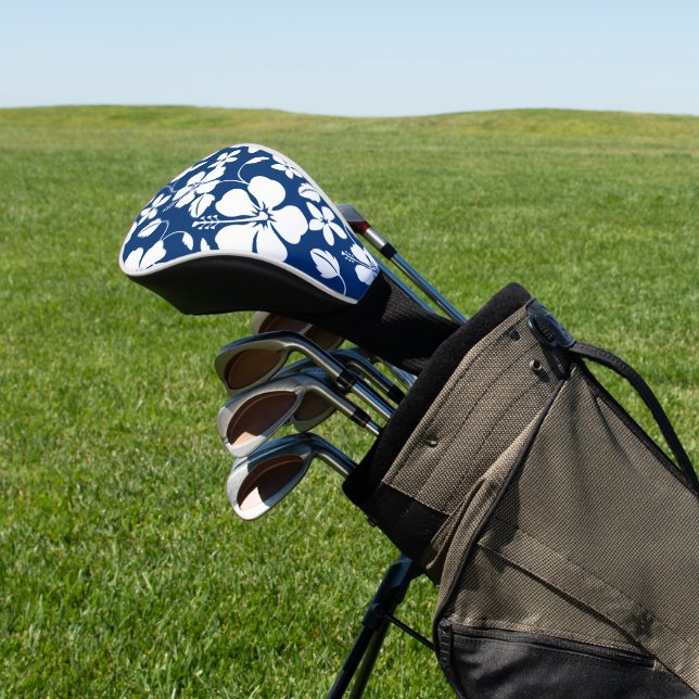 HAWAIIAN HULA (HIBISCUS) NAVY GOLF HEAD COVER (In Situ)