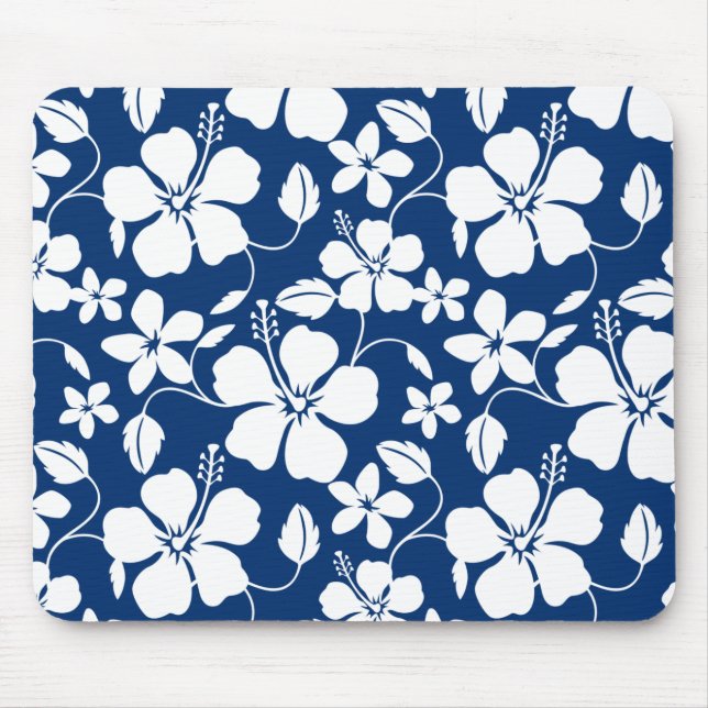 HAWAIIAN HULA (HIBISCUS) NAVY MOUSE MAT (Front)