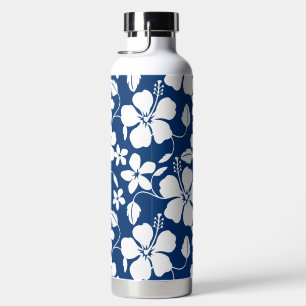 HAWAIIAN HULA (HIBISCUS) NAVY WATER BOTTLE